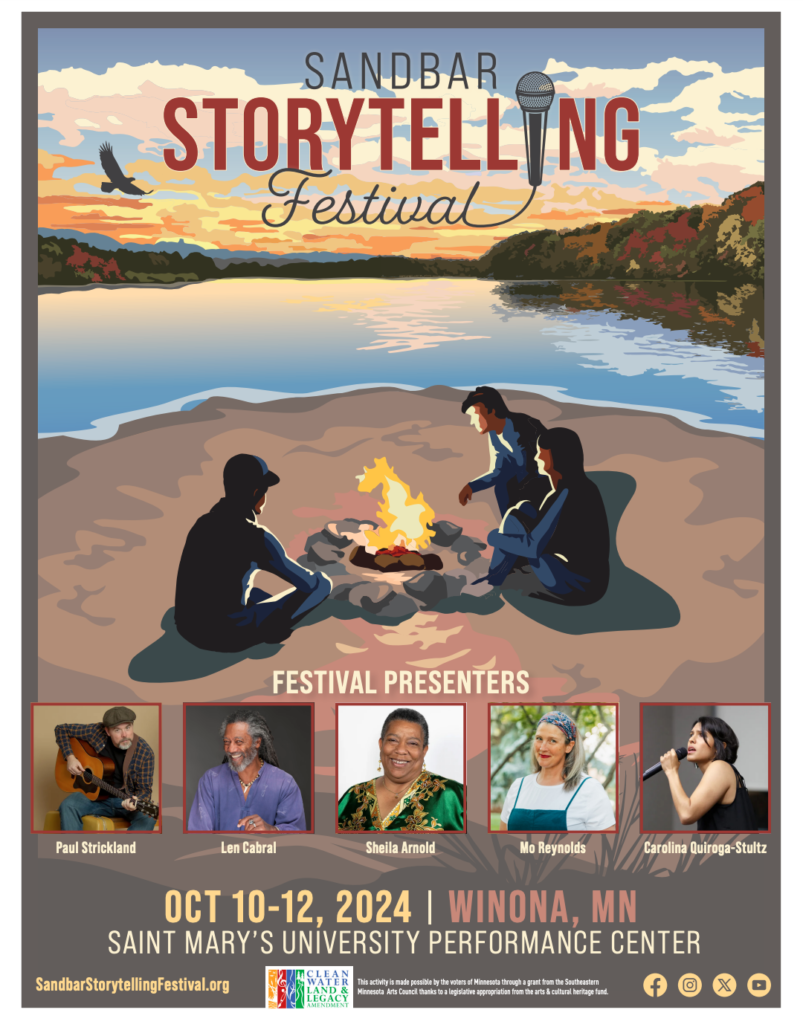 Flyer for 2024 Sandbar Storytelling Festival.